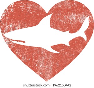 Shark in heart design vector