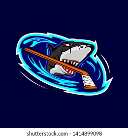 shark hockey team sport mascot logo
