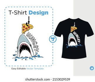 shark hungry eat pizza slice, , t-shirt design , vector illustration, ready for print on t-shirt