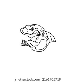 Shark icon is black, on a white background.