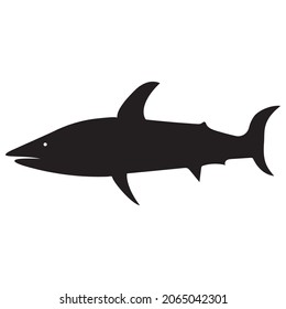 Shark icon. Black silhouette effect. Outline art. Flat design. Information sign. Vector illustration. Stock image. 
