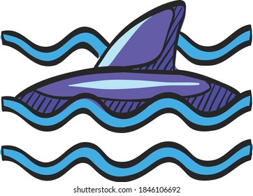 Shark icon in color drawing. Sea animal dangerous encounter beach