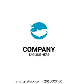 shark icon design in the middle of the circle