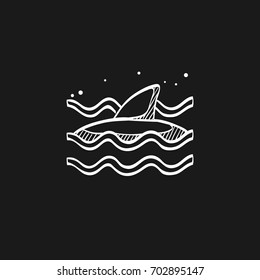 Shark icon in doodle sketch lines. Sea animal dangerous encounter beach