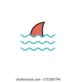 shark icon filled outline vector illustration. isolated on white background