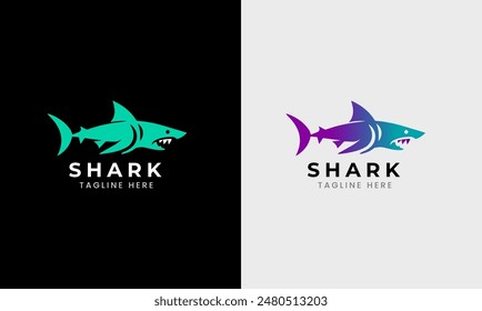 Shark icon, shark fish logo design sample idea, sea ocean water shark underwater blue natural animal