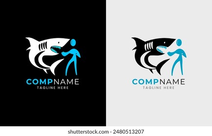 Shark icon, shark fish logo design sample idea, sea ocean water shark underwater blue natural animal