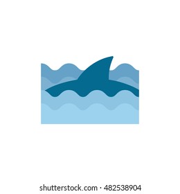 Shark icon in flat color style. Sea animal dangerous encounter beach