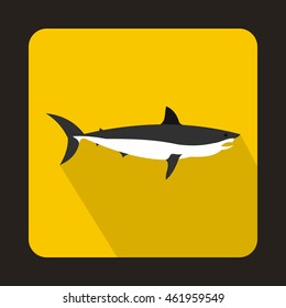 Shark icon in flat style with long shadow. Fish symbol