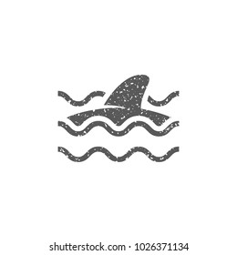 Shark icon in grunge texture. Vintage style vector illustration.
