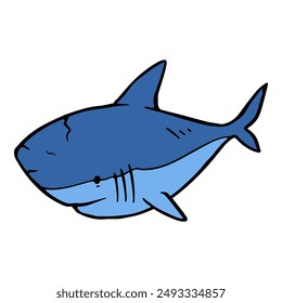 shark icon hand drawn color vector illustration