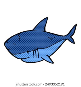 shark icon hand drawn halftone color vector illustration