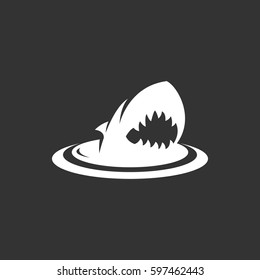 Shark icon illustration isolated on black background. Shark vector logo. Flat design style. Modern vector pictogram, sign, symbol for web graphics - stock vector