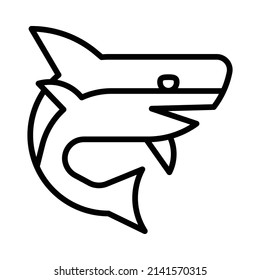 Shark Icon. Line Art Style Design Isolated On White Background