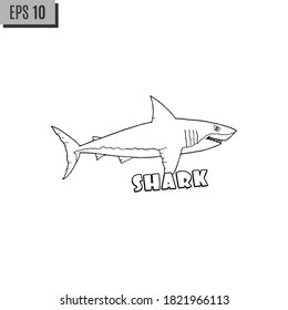 Icono de tiburón. Estilo de línea. Vector.