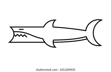 Shark icon in line-art style for printing and design. Vector illustration.