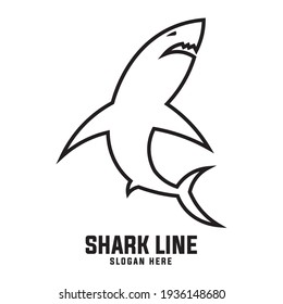 Shark icon logo in monoline logo design, perfect for Gym and Brand fashion sport logo