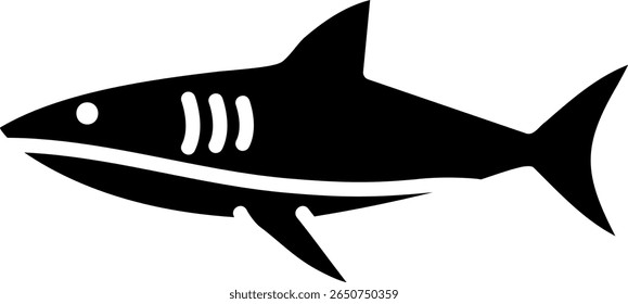 Shark Icon, Marine Predator Symbol on White