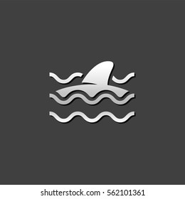 Shark icon in metallic grey color style.Sea animal encounter