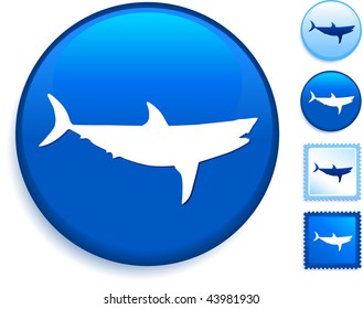 Shark Icon on Internet Button Original Vector Illustration