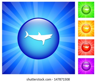 Shark Icon on Round Button with Blue Glow