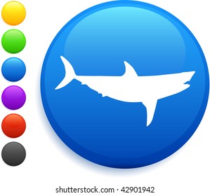 shark icon on round internet button original vector illustration 6 color versions included