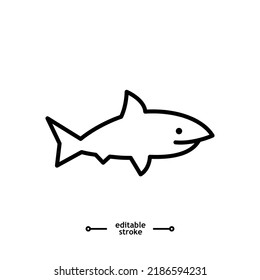 Shark icon. Sea dangerous predator. Angry animal vector, sign, symbol, logo, illustration, editable stroke, flat design style isolated on white linear 