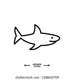 Shark icon. Sea dangerous predator. Angry animal vector, sign, symbol, logo, illustration, editable stroke, flat design style isolated on white linear 