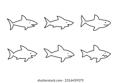 Shark icon. Sea dangerous predator. animal vector, sign, symbol, logo, illustration, editable stroke, outline design style isolated on white linear 
