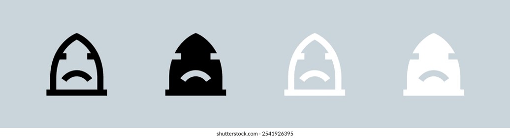 Shark icon set in black and white. Fish signs vector illustration.
