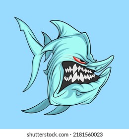 Shark Icon Symbol, Saltwater Fish, Ferocious, Logo Vector