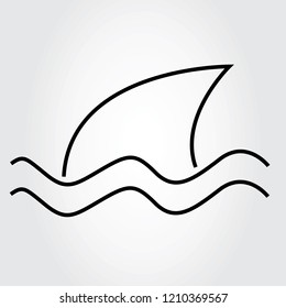 Shark icon thin line isolated on gray background. Trendy shark icon in flat style. Template for app, ui and logo. Vector illustration, eps 10