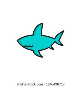 shark icon vector with fill outline style. diving icon