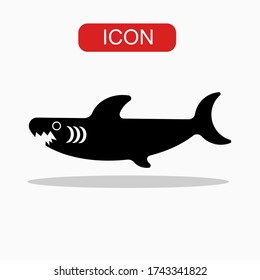 Shark icon Vector. Flat vector illustration in black on white background. EPS.