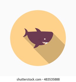 Shark  icon, Vector flat long shadow design. EPS10