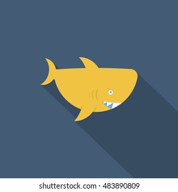 Shark  icon, Vector flat long shadow design. EPS10