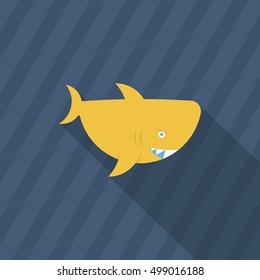 Shark  icon, Vector flat long shadow design. EPS10