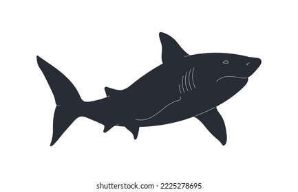 Ilustración vectorial de icono de tiburón sobre fondo blanco.