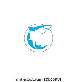 Shark Icon Vector in Negative Space.