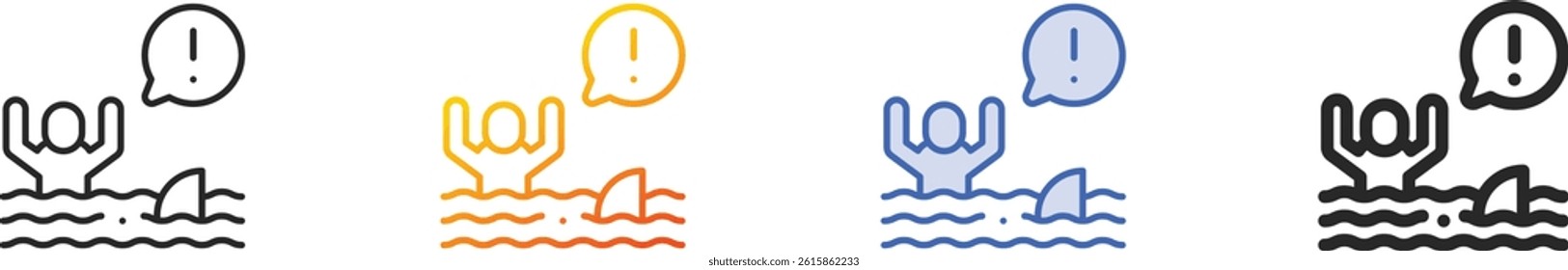 shark icon.Thin Linear, Gradient, Blue Stroke and bold Style Design Isolated On White Background