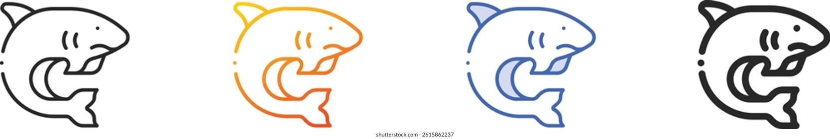 shark icon.Thin Linear, Gradient, Blue Stroke and bold Style Design Isolated On White Background