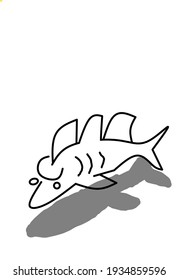 shark illustration in black and white color suitable for coloring material
