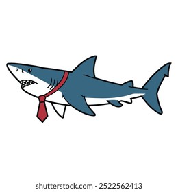 Shark Illustration with a Business Tie