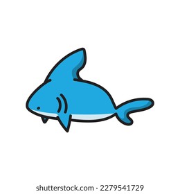 Shark illustration. Cartoon ocean fish character. Comic sharks emotions. Shark fish mascot. Sharks for baby
