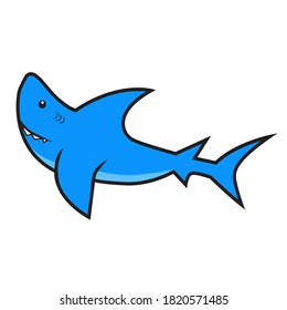 shark illustration. cute cartoon shark used for stickers