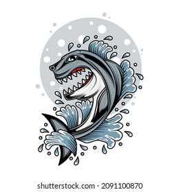 Shark illustration design white  background