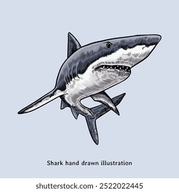 Shark illustration. Shark hand drawn illustration