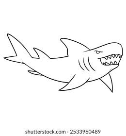 shark illustration hand drawn outline vector