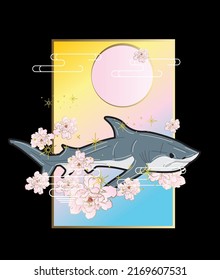 shark illustration with japanese style for kaijune event