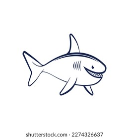 Shark illustration logo template vector